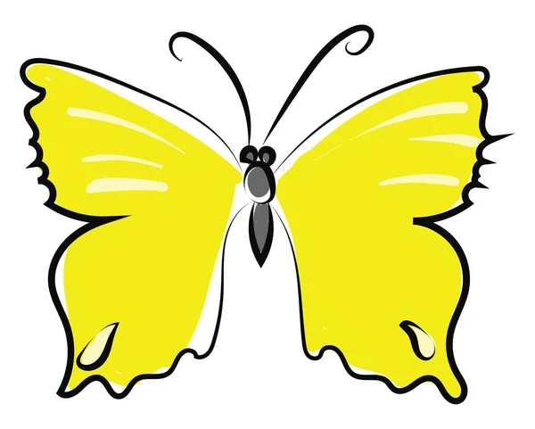 Fluture galben, ilustrație, vector pe fundal alb . — Vector de stoc
