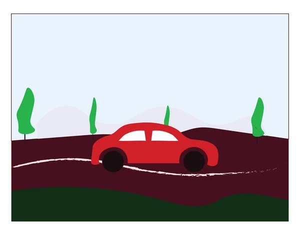 道路上の車、イラスト、白い背景にベクトル. — ストックベクタ
