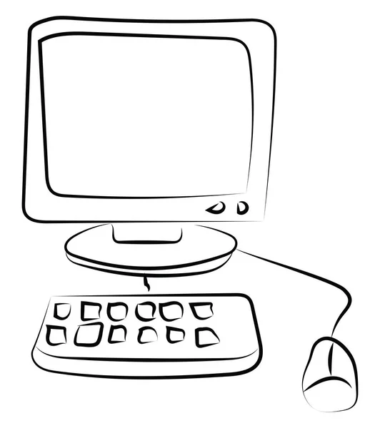 PC rajz, illusztráció, vektor fehér alapon. — Stock Vector