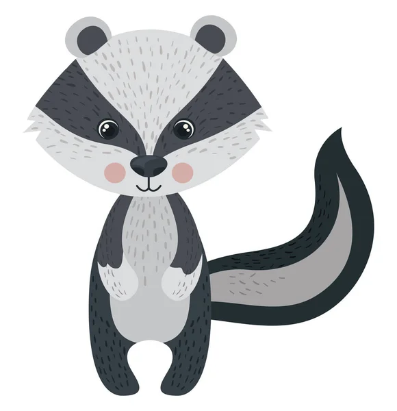 Schattige racoon, illustratie, vector op witte achtergrond. — Stockvector