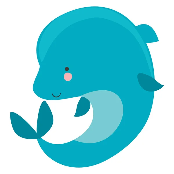Delfín azul, ilustración, vector sobre fondo blanco. — Vector de stock