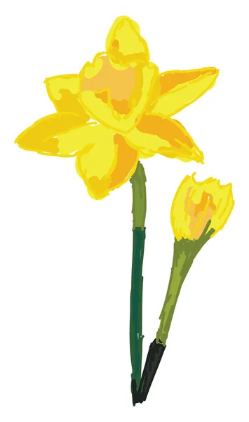 Gele bloem, illustratie, vector op witte achtergrond. — Stockvector