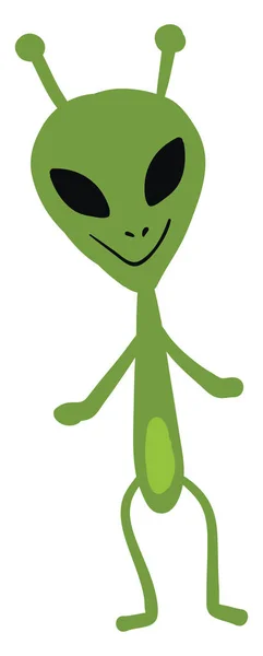 Sonriente extraterrestre, ilustración, vector sobre fondo blanco . — Vector de stock