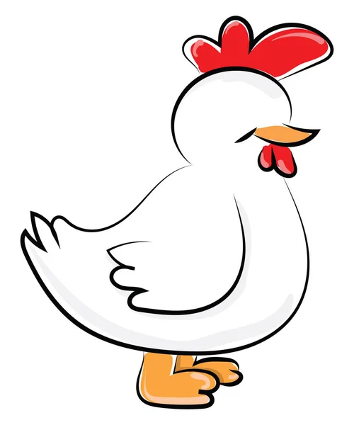 White hen, illustration, vector on white background. — Stock Vector
