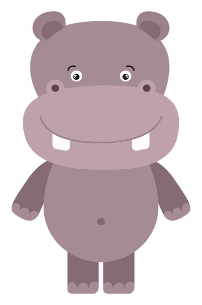 Joyeux hippopotame, illustration, vecteur sur fond blanc . — Image vectorielle