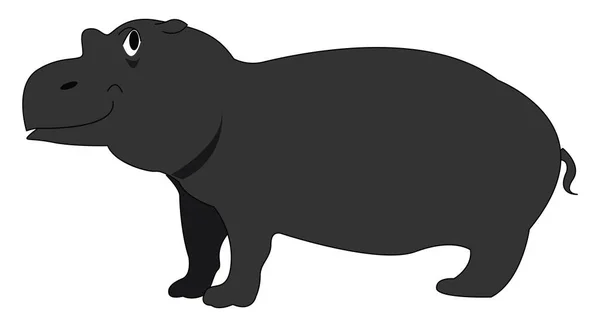 Hipopotam negru, ilustrație, vector pe fundal alb . — Vector de stoc