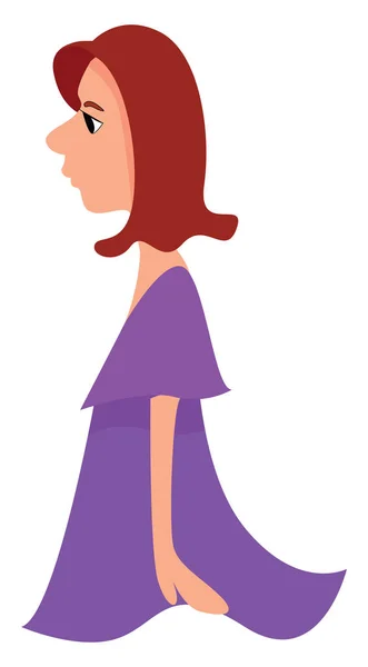 Mujer en vestido púrpura, ilustración, vector sobre fondo blanco . — Vector de stock