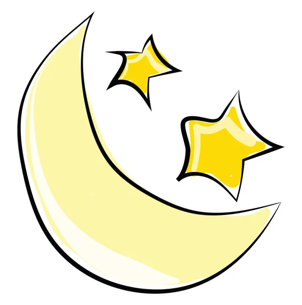 月と星図白い背景のベクトル. — ストックベクタ