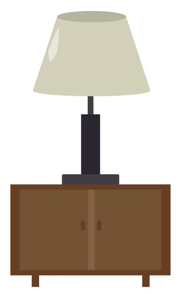 Table de chevet avec lampe, illustration, vecteur sur fond blanc . — Image vectorielle
