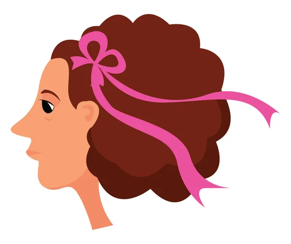 Mujer con lazo rosa, ilustración, vector sobre fondo blanco . — Vector de stock