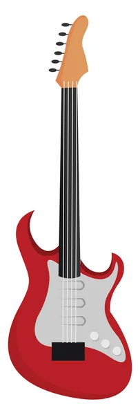 Červená kytara, ilustrace, vektor na bílém pozadí. — Stockový vektor