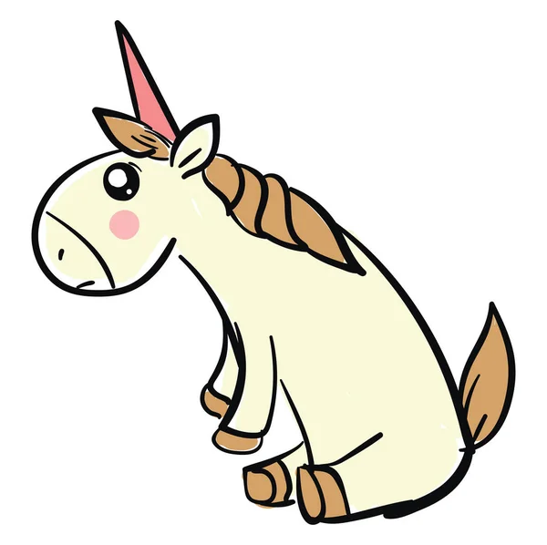 Sad unicorn, illustration, vector on white background. — Stock Vector