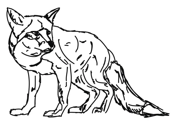 Triste raposa desenho, ilustração, vetor sobre fundo branco . — Vetor de Stock