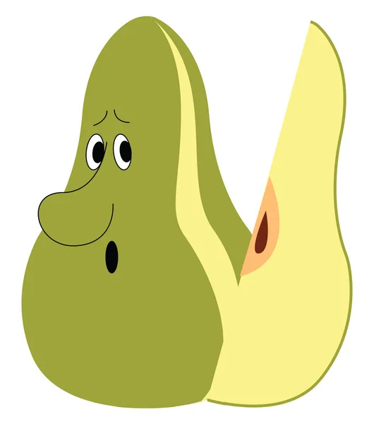 Sad pear, illustration, vector on white background. — Stock Vector