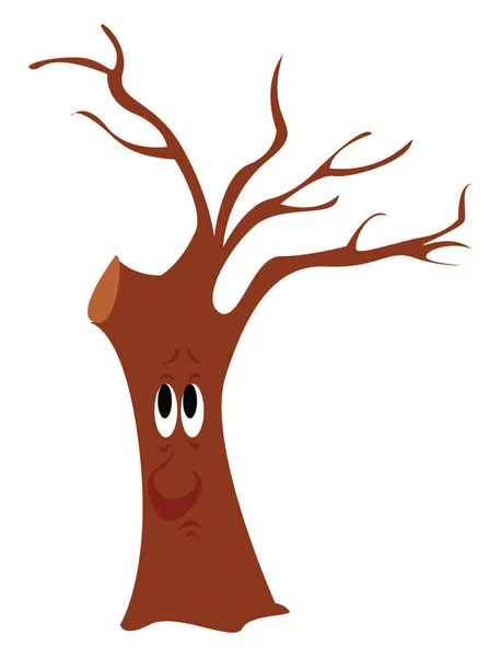 Sad tree, illustration, vector on white background. — Stock Vector