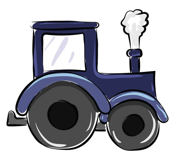 Modrý traktor, ilustrace, vektor na bílém pozadí. — Stockový vektor