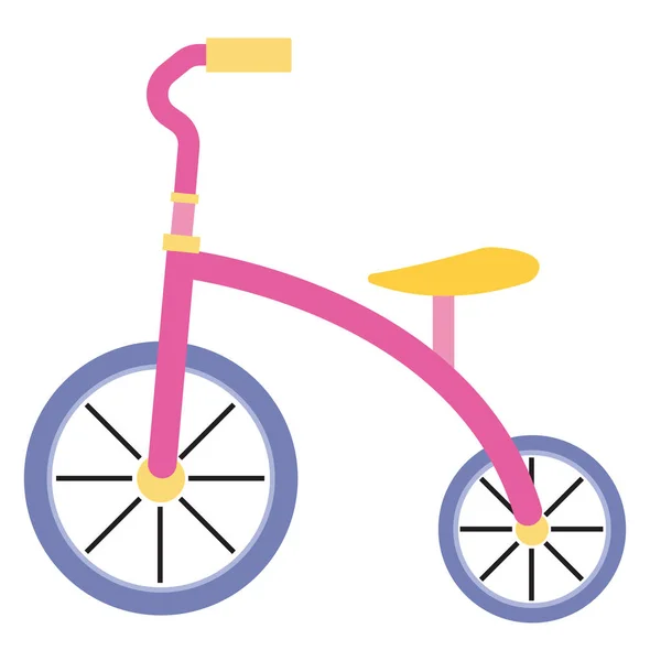 분홍색 세발 자전거, 그림, 흰색 배경에 벡터. — 스톡 벡터