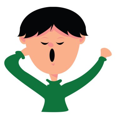 Esneyen çocuk, illüstrasyon, beyaz arka plan vektör.