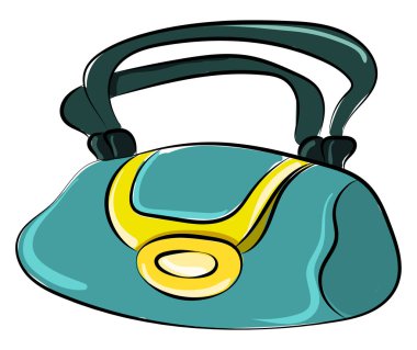 Mavi kadın çantası, illüstrasyon, beyaz arka plan vektör.