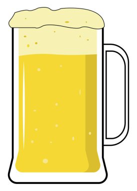 Bir bardak bira, illüstrasyon, beyaz arkaplanda vektör..