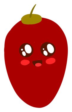 Sevimli kırmızı tamarillo, illüstrasyon, beyaz arka plan vektör.