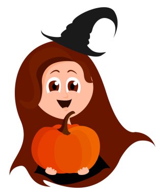 Cadılar Bayramı kız, illüstrasyon, beyaz arka plan vektör.