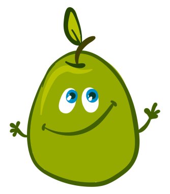 Mutlu guava, illüstrasyon, beyaz arka plan vektör.