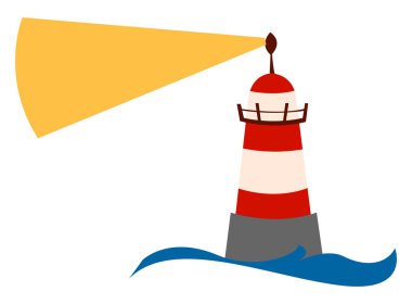 Deniz feneri, illüstrasyon, beyaz arka plan vektör.