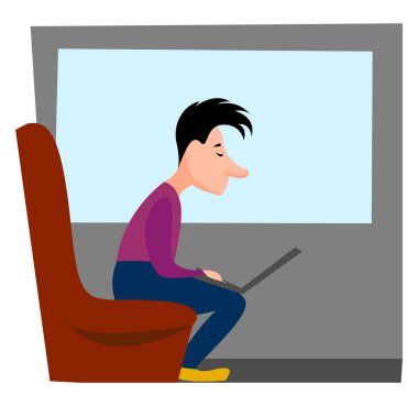 Trendeki adam, illüstrasyon, beyaz arka plan daki vektör.