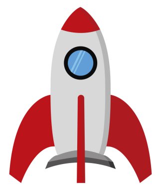 Uzay roketi, illüstrasyon, beyaz arkaplanda vektör.