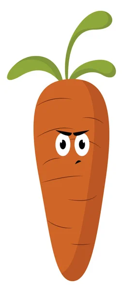 Angry carrot, illustration, vector on white background. — Stock Vector