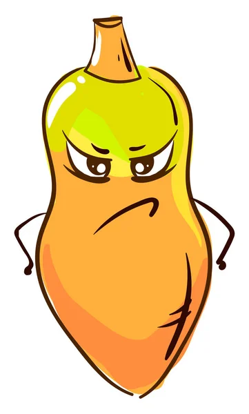 Angry papaya, illustration, vektor på vit bakgrund. — Stock vektor