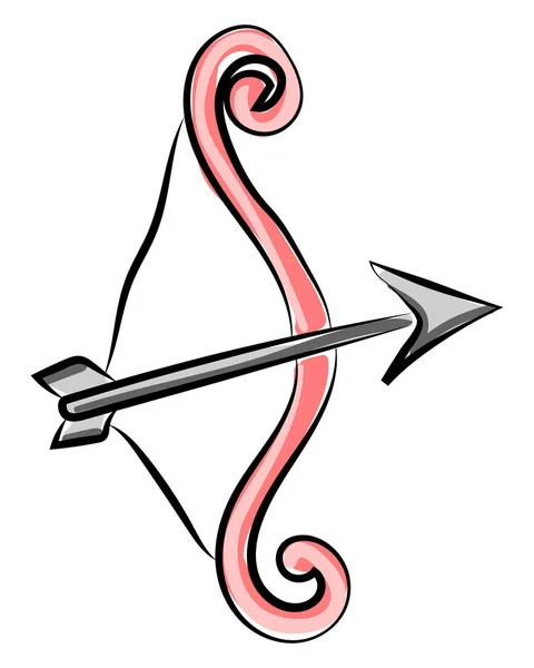Arco y flecha, ilustración, vector sobre fondo blanco . — Vector de stock
