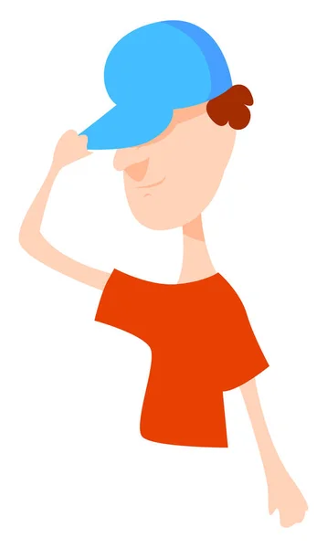 Niño con sombrero azul, ilustración, vector sobre fondo blanco . — Vector de stock