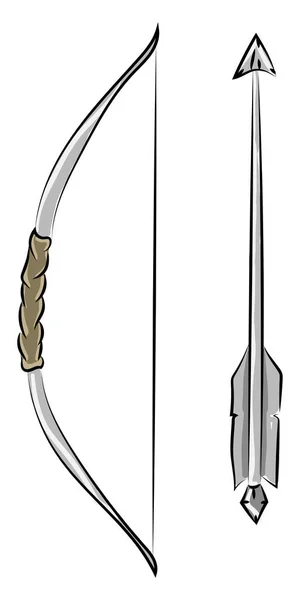 Arc et flèche, illustration, vecteur sur fond blanc . — Image vectorielle