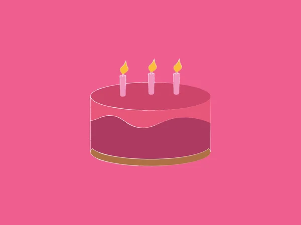 Pink cake, illustration, vector on white background. — Stock Vector