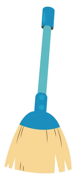 Blue broom, illustration, vector on white background. — Stock Vector
