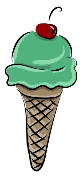 冰淇淋与樱桃，插图，白色背景的矢量. — 图库矢量图片