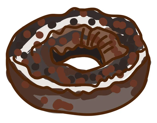 초콜릿 도넛, 일러스트, 흰색 배경에 벡터. — 스톡 벡터
