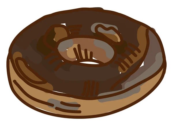 Chocolade Iced donut, illustratie, vector op witte achtergrond. — Stockvector