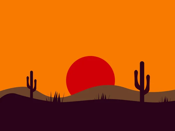 Desert picture, illustration, vector on white background. — Stock Vector