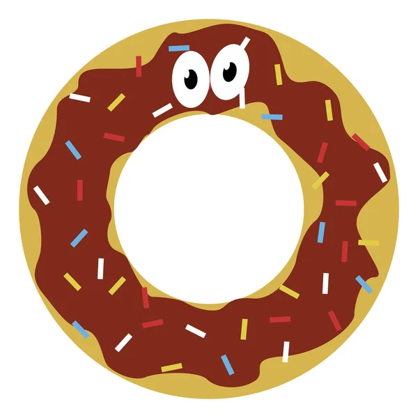 Donut met ogen, illustratie, vector op witte achtergrond. — Stockvector