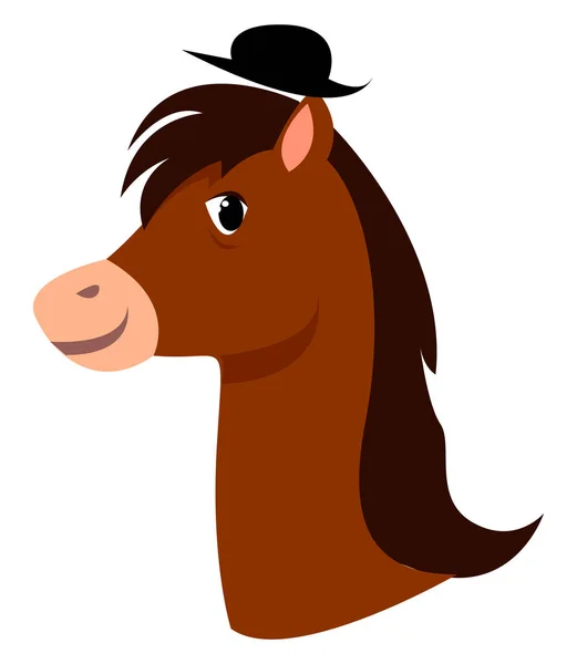Horse with hat, illustration, vector on white background. — Stock Vector