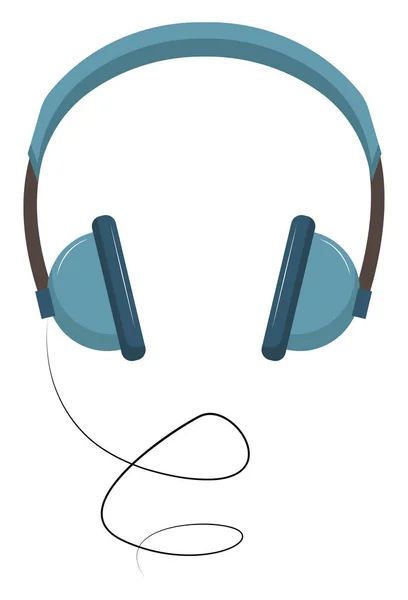 Modrá sluchátka, ilustrace, vektor na bílém pozadí. — Stockový vektor