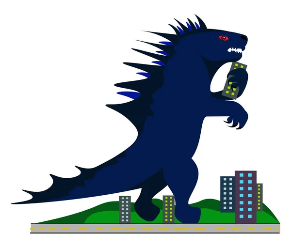 Godzilla, illustration, vecteur sur fond blanc . — Image vectorielle