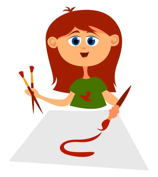 红头发的女孩，插图，白色背景上的矢量. — 图库矢量图片