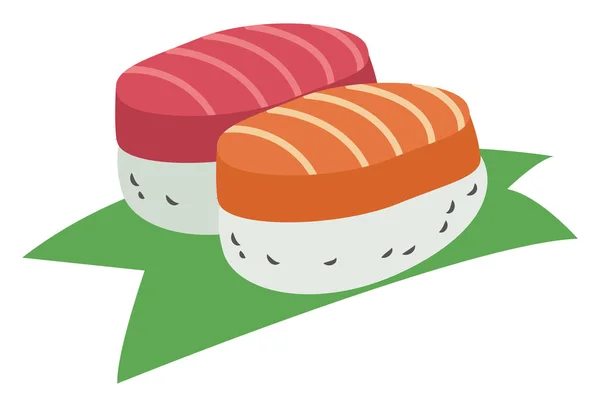 Pair of sushi, illustration, vector on white background. — Stock Vector