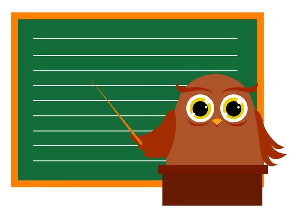 Owl teaching, illustration, vector on white background. — Stock Vector