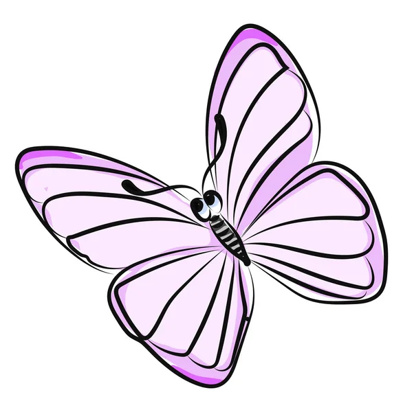 Pink butterfly, illustration, vector on white background. — Stock Vector