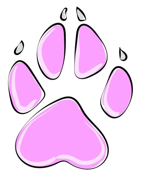 Pink paw, illustration, vector on white background. — Stock Vector